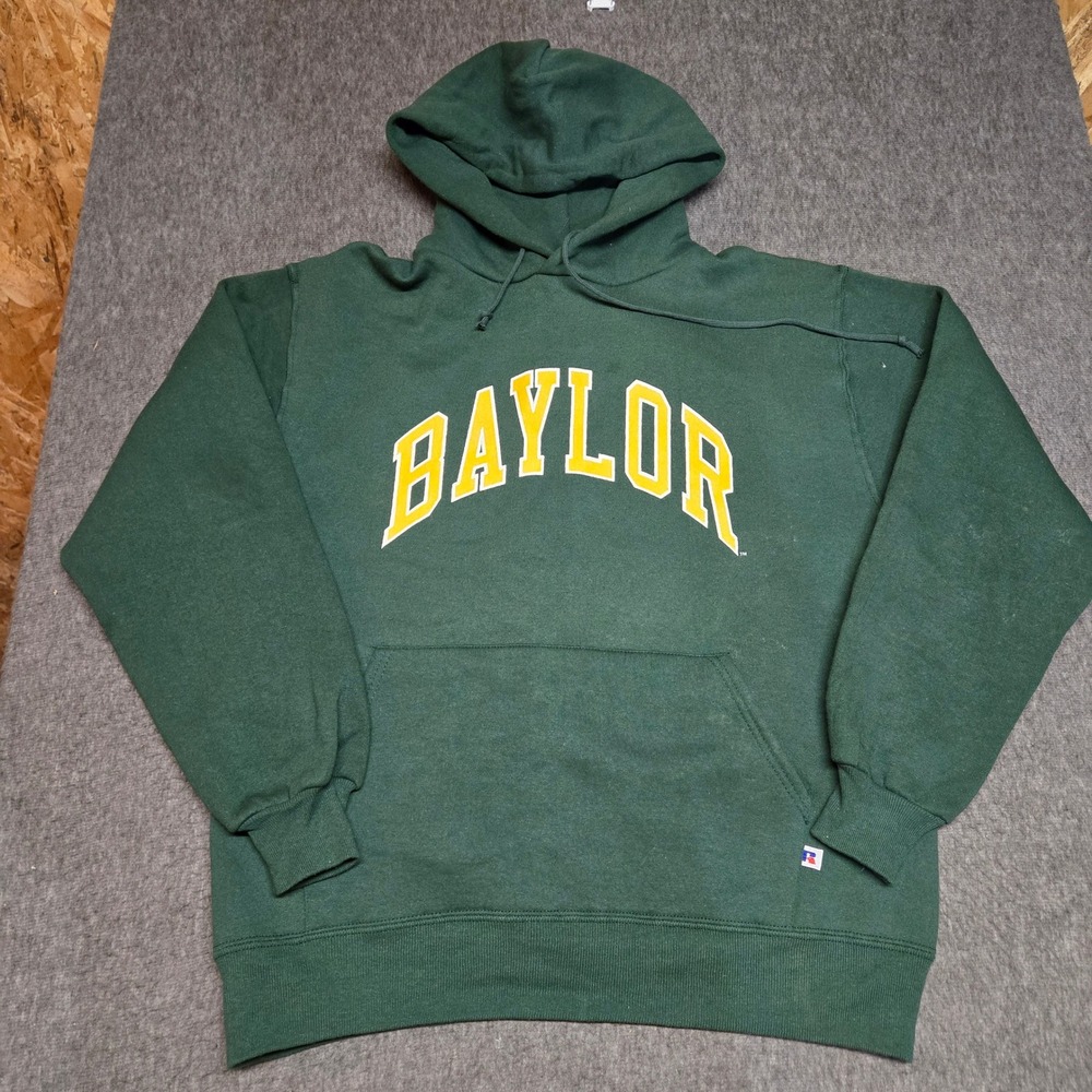 Vintage Russell Athletic Baylor Bears Hoodie Men Large Green USA Sweatshirt